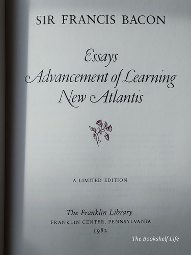 Franklin Library Sir Francis Bacon Essays Advancement of Learning & New Atlantis - Picture 14 of 17