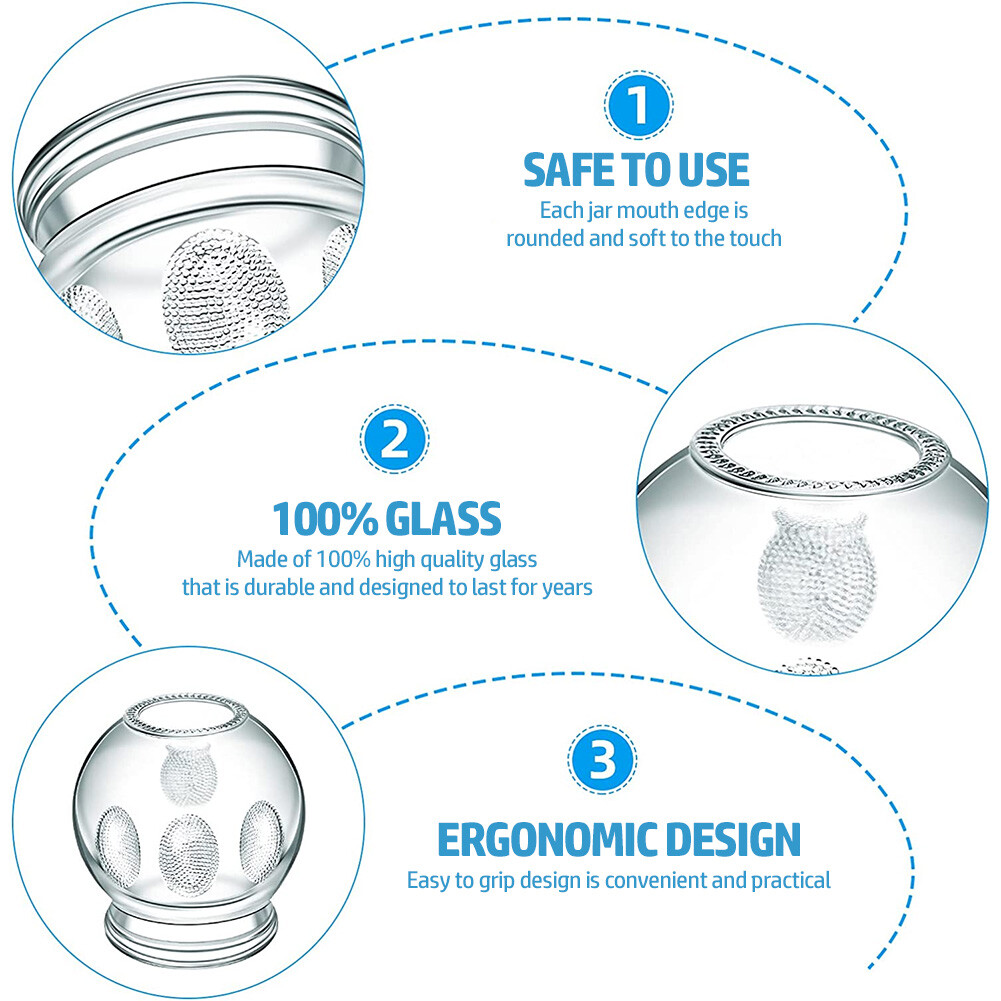 NEW! 12pcs FIRE CUPPING JAR SET MASSAGE ACUPUNTURE VACUUM GLASS