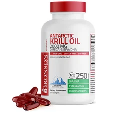 Antarctic Krill Oil 2000mg with Omega-3s EPA, DHA and Astaxanthin, 250 Softgels