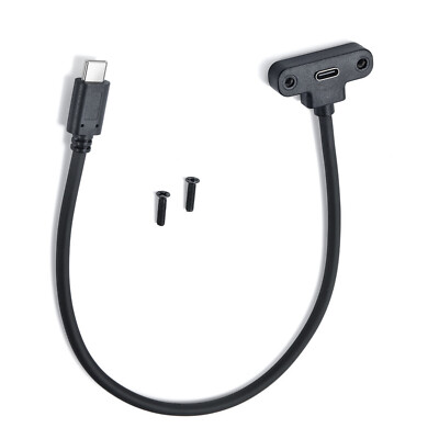 Right-Angle USB-C Male To Female Extension Cable – Panel Mount With Screw, Sturdy Connection-904694
