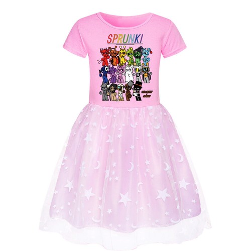 Kids Girls Sprunki Costume Rainbow Stars Tutu Skirts Birthday Party Fancy Dress - Picture 54 of 72
