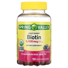 Spring Valley  Biotin Vegetarian Gummies, Blueberry Flavor, 5000mcg, 150 Count