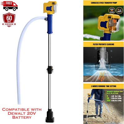 Cordless Stick Water Transfer Pump Tool Only for Dewalt 20V MAX Battery Portable