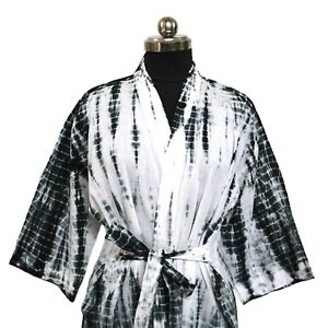 INDIGO Tie Dyed Cover Up Long kimono Cardigan Resort Wear Kimono Beach Kimono US