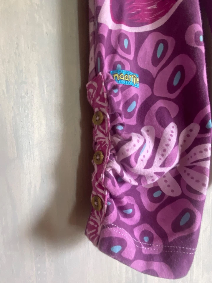 NAARTJIE KIDS 儿童女孩粉色紫色花卉裤子裁剪皱褶纽扣 10 XXXXL — 第 3/4 张图片