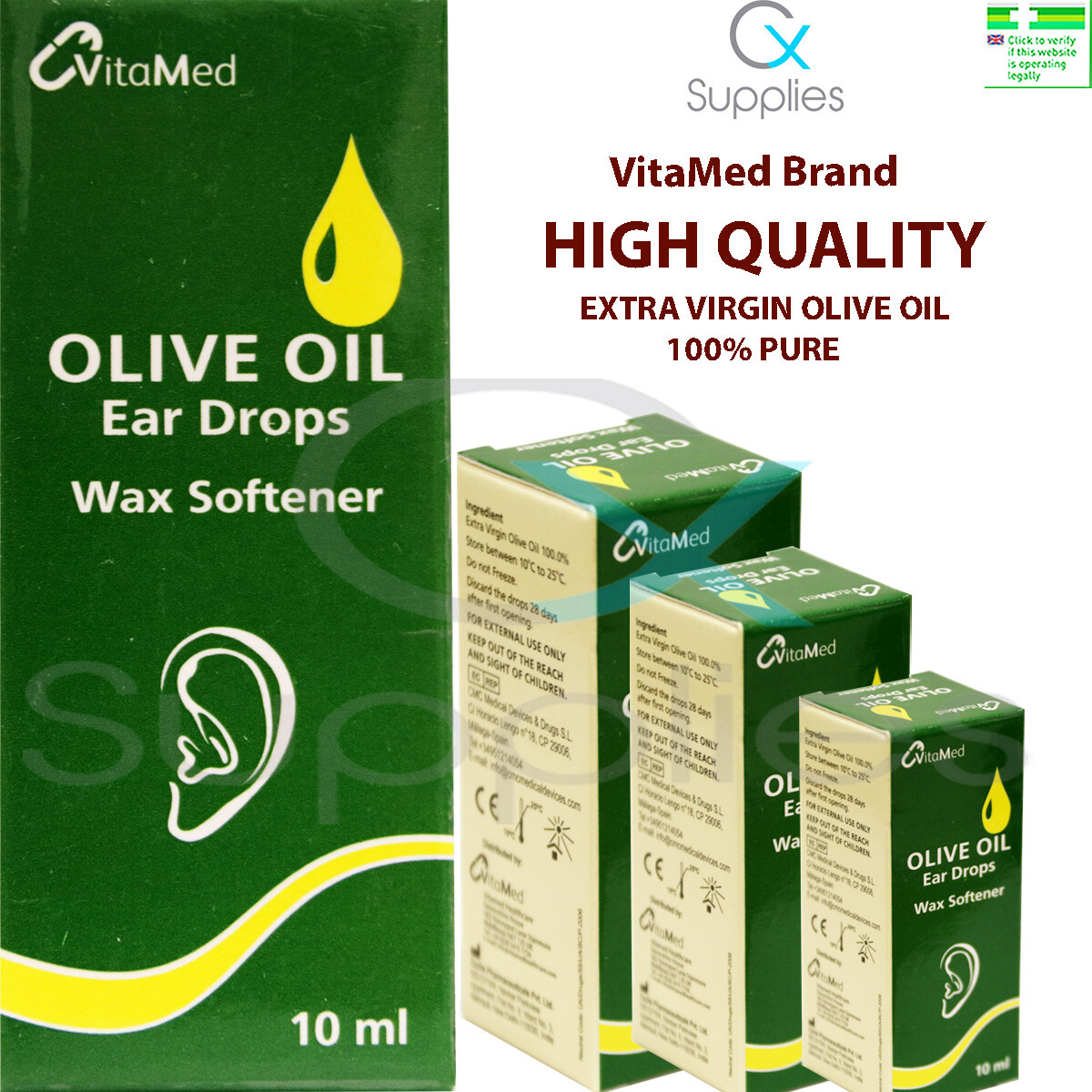 OLIVE OIL EAR DROPS 110x 10ml ⭐100 PURE OLIVE OIL⭐MULTIBUY DISCOUNT⭐⭐