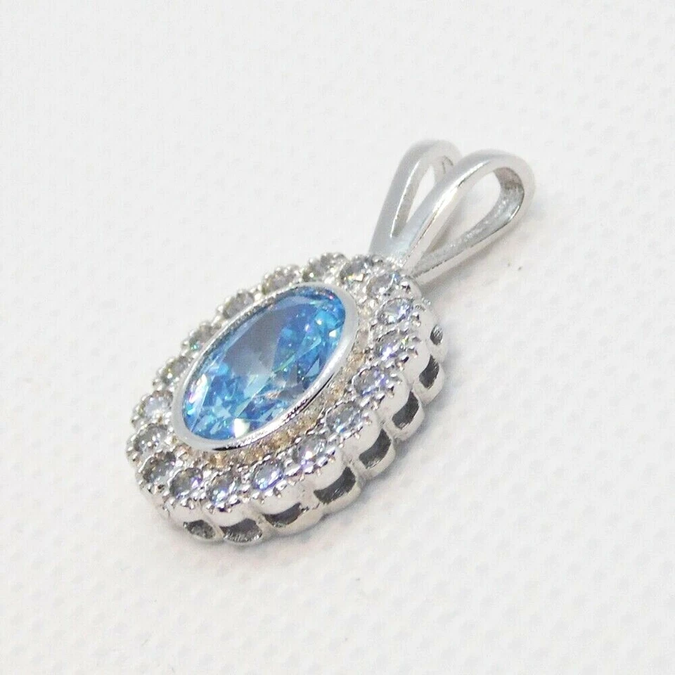 Oval Aquamarin Weißtopas Anhänger 925 Sterlingsilber - Bild 3 von 4