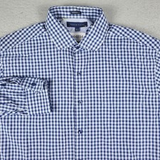 Tommy Hilfiger Shirt Mens 16.5 Blue Check Dress Button Up Long Sleeve