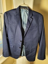 Express Photographer Fitted Blue Jacket 40 Regular Long Sleeve Checkered Lining