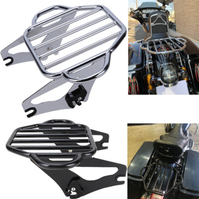 BLACK 2-Up Luggage Rack Fit For Harley Touring Road King Street Glide 2009-2024