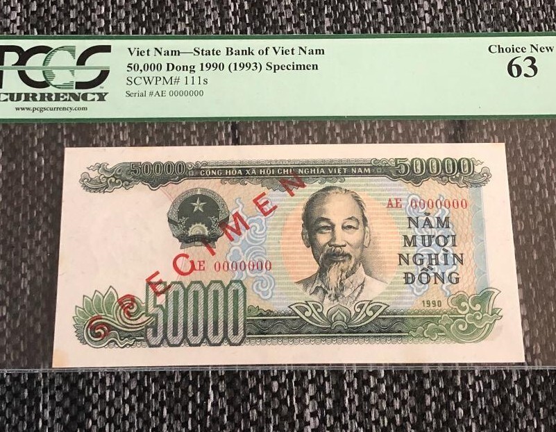 ベトナムドン　ベトナム紙幣　50000ドン　specimen 1枚1990年 ベトナムドン ベトナム紙幣 50000ドン specimen 1枚1990年