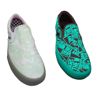VANS Skate GLOW-in-the-DARK Logo Slip On PopCush Shoes | Mens 9.5 | eBay