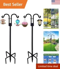Outdoor Double Shepherds Hooks - 2 Pack 108 Inch Bird Feeder Pole with 5 Prongs