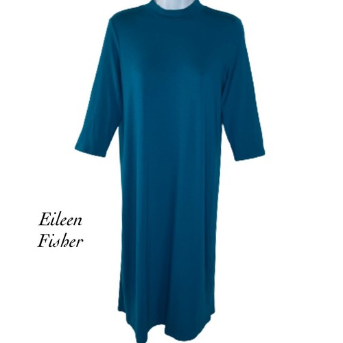 Eileen Fisher Teal Viscose Jersey Mock 