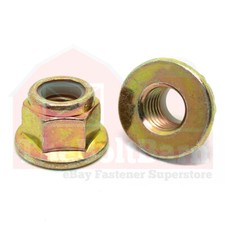 M12-1.75 Class 10 Nylon Insert Hex Flange Lock Nuts Zinc Yellow Thread(Pick Qty)