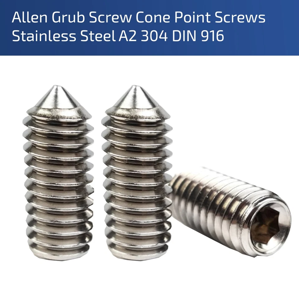 FIXINFASTENERS M4 X 4MM ALLEN KEY GRUB SCREWS CUP POINT SCREWS STAINLESS STEEL A2 DIN 916