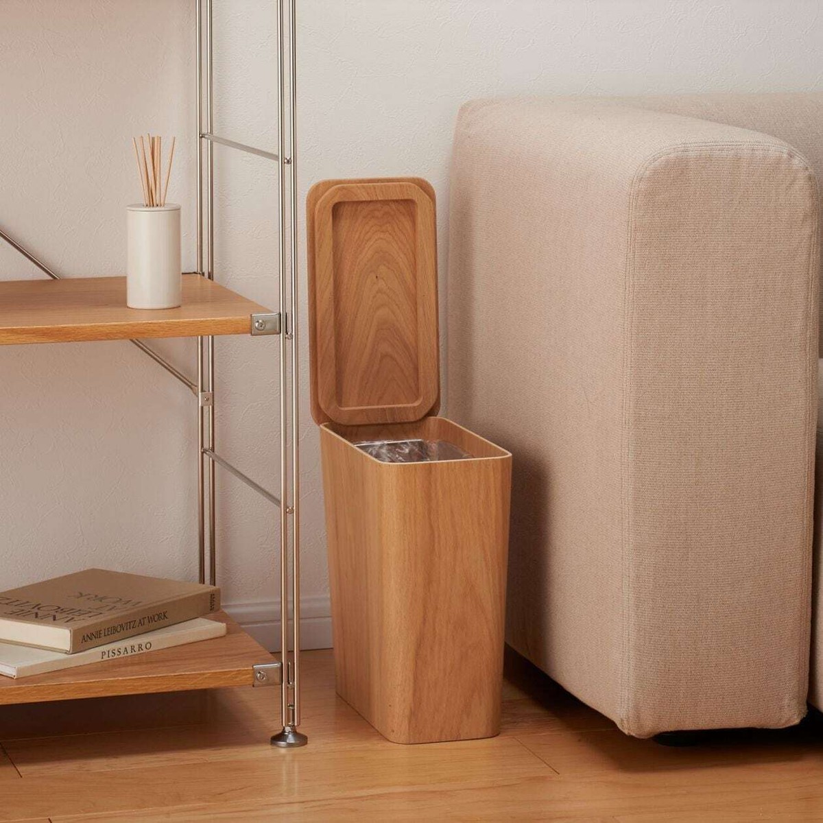 MUJI Wood Seamless Trash Can Oak Square shape Lid sold separately