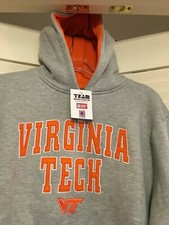VIRGINIA TECH SWEATSHIRT HOKIES Sewn Gray Hoodie Sweatshirt Youth Large NEW
