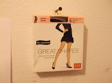 NEW "NO NONSENSE GREAT SHAPES in BLACK ACTIVE SHEER PANTYHOSE w/ SHEER TOE
