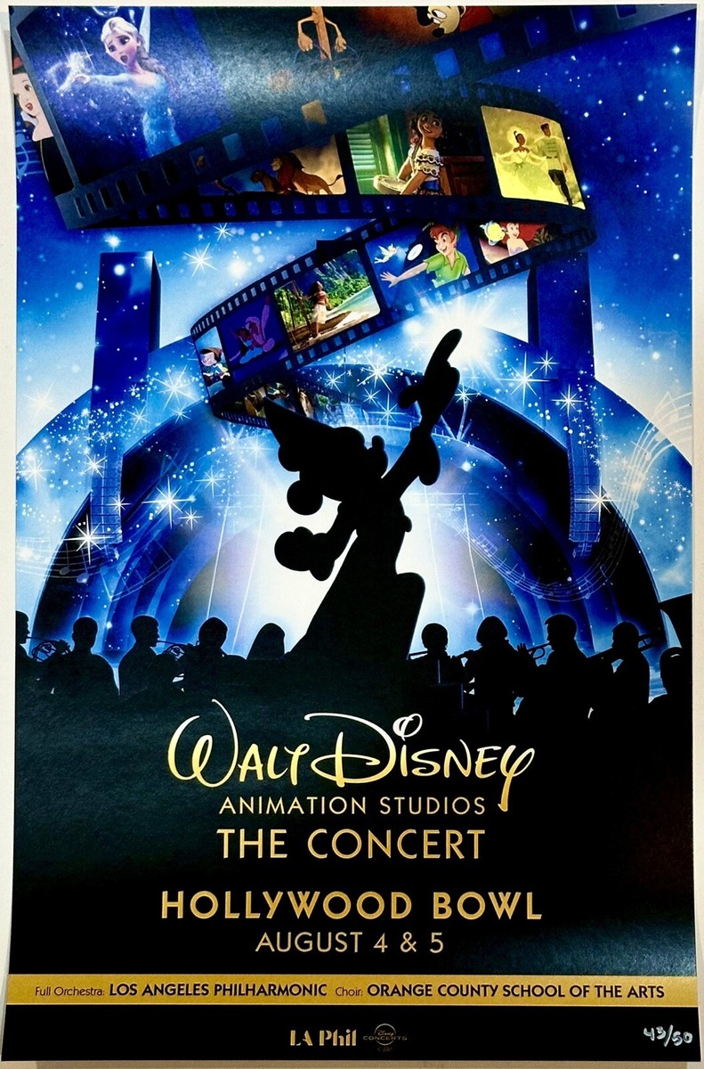 WALT DISNEY ANIMATION STUDIOS THE CONCERT HOLLYWOOD BOWL POSTER