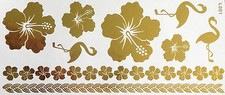 Temporary Tattoo Flash Gold 9 Pieces Bracelet Necklace Foot Body L1