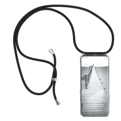 Für OnePlus 7 Pro Hülle mit Kette Band Handy Soft Case Seil zum Umhängen Schwarz