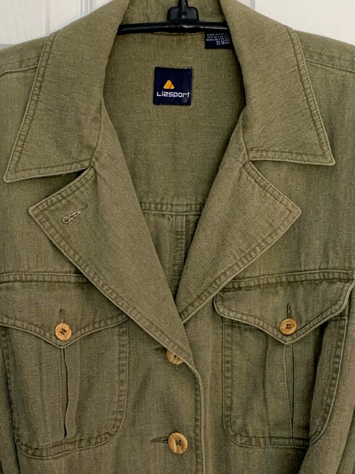 Lizsport Army Style Shirt/Jacket Roll Tab Sleeves & Sash Sz M eBay