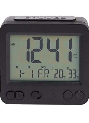 Amazon Basics Tabletop Square Digital Alarm Clock With Light, Temperature  Date UK