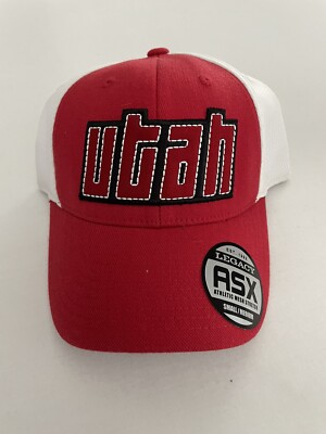 NEW Men Utah Utes Flex Fitted Curved Bill Hat Cap Red White by Legacy S/M 1223c