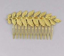 Gold shiny Laurel Leaf crown Leaves hair side comb greek toga roman costume