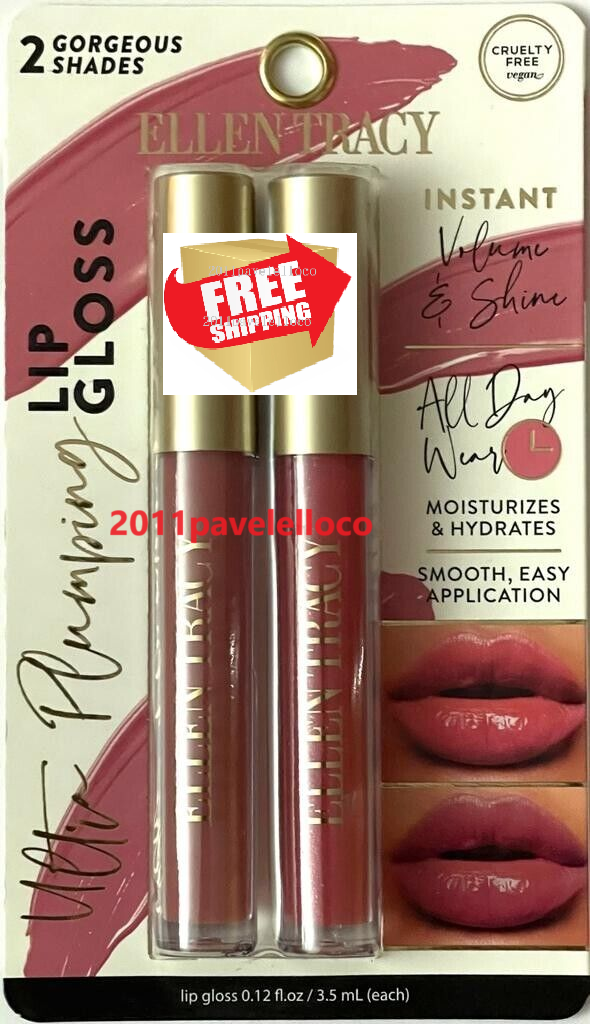 ELLEN TRACY Long Lasting Lip Gloss 2 Gorgeous Shades ~ Volume