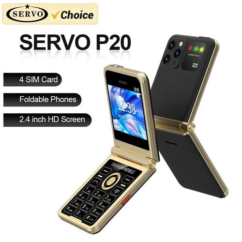 2.4" GSM Unlocked SERVO P20 4 SIM Standby Folding Mobile Cell Phones Speed Dial - 第 1/25 張圖片