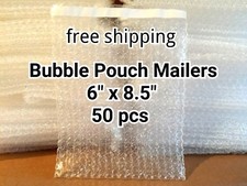 Lots of 50 6" x 8.5" BUBBLE OUT BAGS POUCHES SELF SEAL MAILERS BAGS WRAP CLEAR