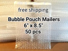 Lots of 50 6" x 8.5" BUBBLE OUT BAGS POUCHES SELF SEAL MAILERS BAGS WRAP CLEAR