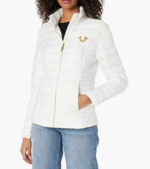 True Religion 204042 Quilted Puffer Jacket White Size Large