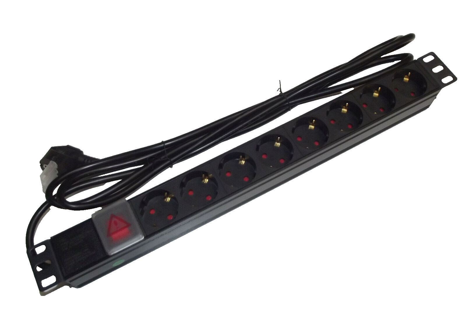 8 way Schuko Socket to Plug PDU - 1U 19"" Rackmount Power Distribution Unit