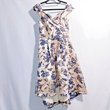 Oleg Cassini Brocade Off the Shoulder High Low Dress 6 Formal Floral Stunning