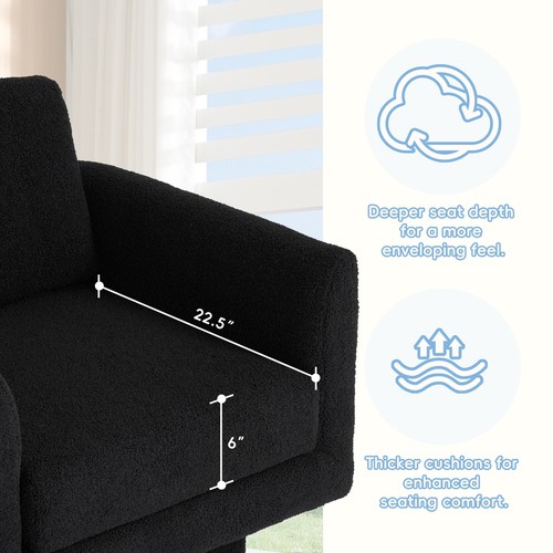 360° Modern Swivel Accent Chairs set of 2,30" W Teddy Sherpa Round Armchair,Thic - Picture 16 of 72