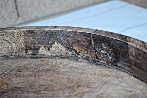 Large Mikasa Wood Lazy Susan Tray Burnished Iron Frame - Picture 11 of 18