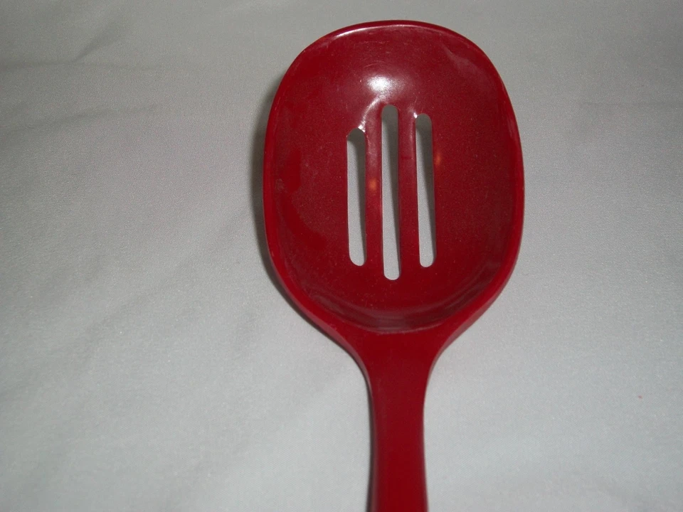 Melamina Roja 11.5" Ranurada Norpro Cuchara Cocina Servir Picnic Barbacoa Piscina Exterior Foto 2 de 3