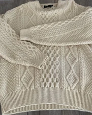 Blarney Woollen Mills Aran Chunky Cable-knit Sweater Pure New Wool Ireland XXL