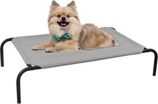Raised Pet Cot Small Elevated Dog Bed Breathable Mesh Steel Frame Indoor Outdoor