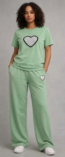 Ladies Tracksuit 2 pcs Love Heart Logo Top with Adjustable Trouser Co Ord Set - Picture 3 of 11