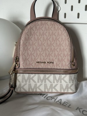 Michael Kors Rare Rhea Color-Block Logo Backpack Pink Cute Bag