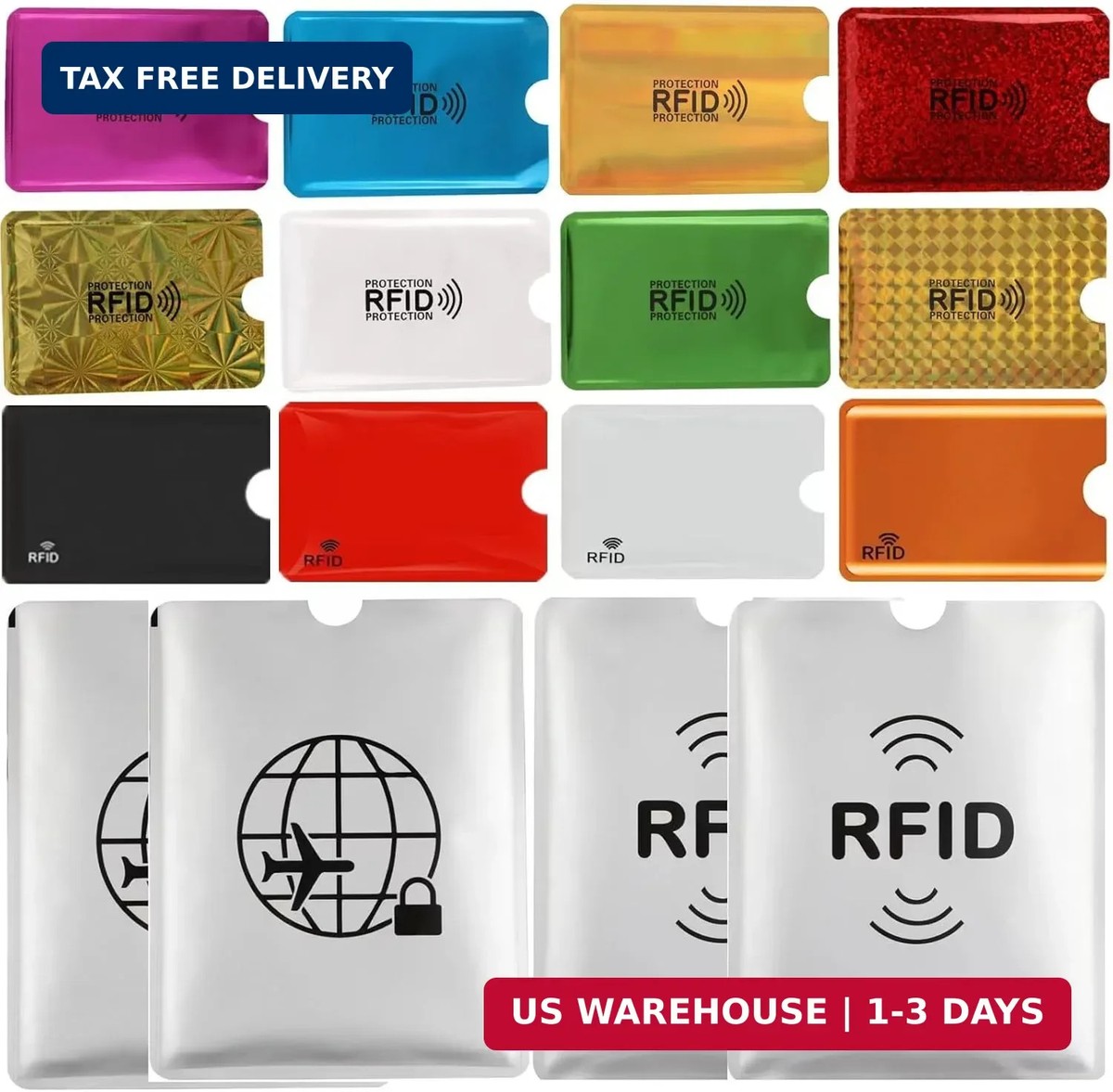 rfid card protector sleeve Schembo 16 RFID Blocking Sleeves Set (12 Colorful Credit Card Protector  RFID Blo