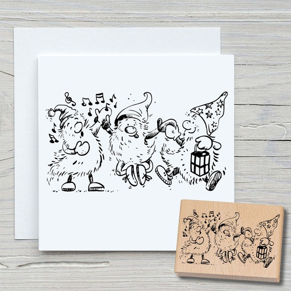Stempel Wichtel 04 - Motivstempel Holzstempel Scrapbooking Karten Weihnachten-image