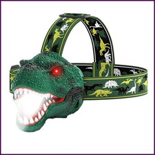 Dinosaur Headlamp for Kids Flashlight Rechargeable Led Headlights Roar Silent