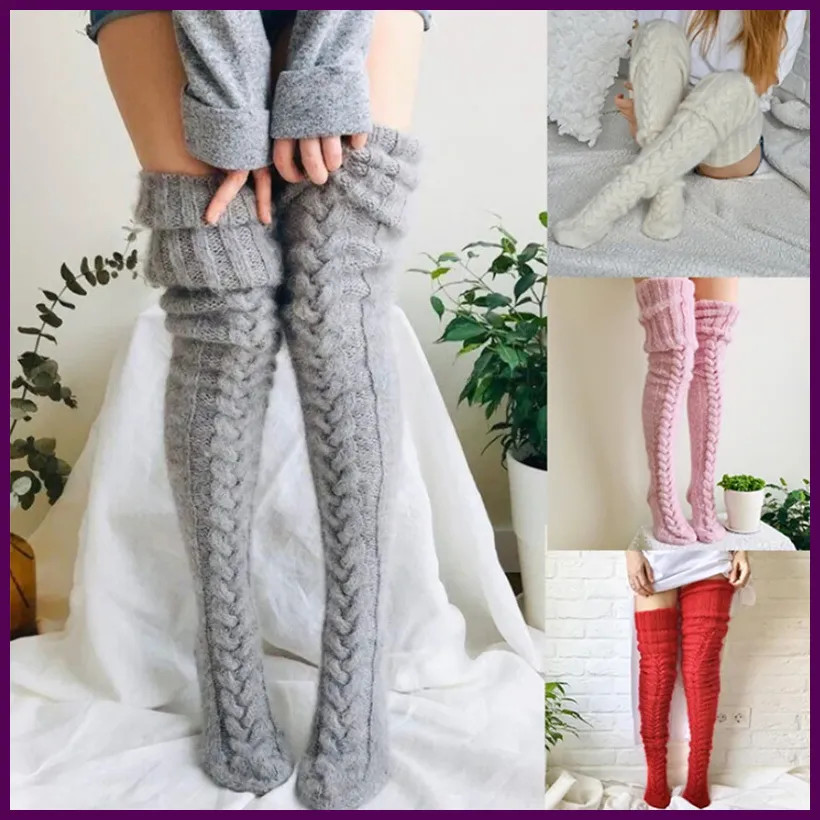 Calcetines largos bonitos calentadores de piernas lolita de punto de lana medias