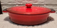 Parini Red Oval Baker Nonstick Ceramic Casserole Dish W/Lid 8" X 10" NWOB (D)
