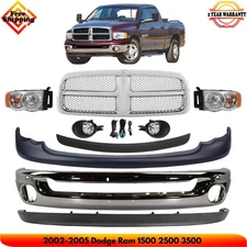 Front Bumper Chrome & Headlights Kit For 2002-2005 Dodge Ram 1500 2500 3500